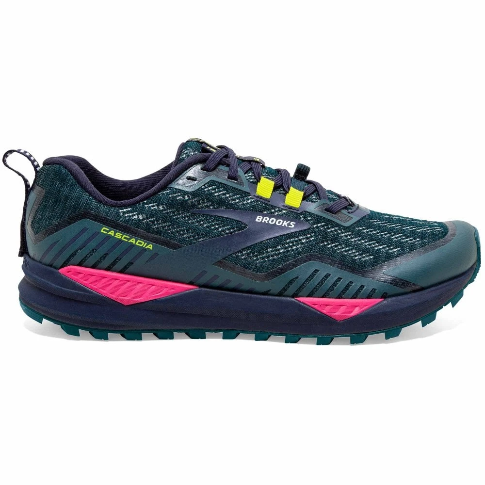 BROOKS Cascadia 15 Womens Trail Running Shoes Navy/Pink/Yellow 1 BROOKS Cascadia 15 Womens Trail Running Shoes Navy/Pink/Yellow