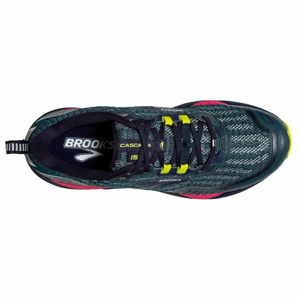 BROOKS Cascadia 15 Womens Trail Running Shoes Navy/Pink/Yellow 2 BROOKS Cascadia 15 Womens Trail Running Shoes Navy/Pink/Yellow - Image 2