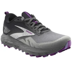 BROOKS Cascadia 17 Womens Trail Running Shoes Oyster/Blackened Pearl/Purple
