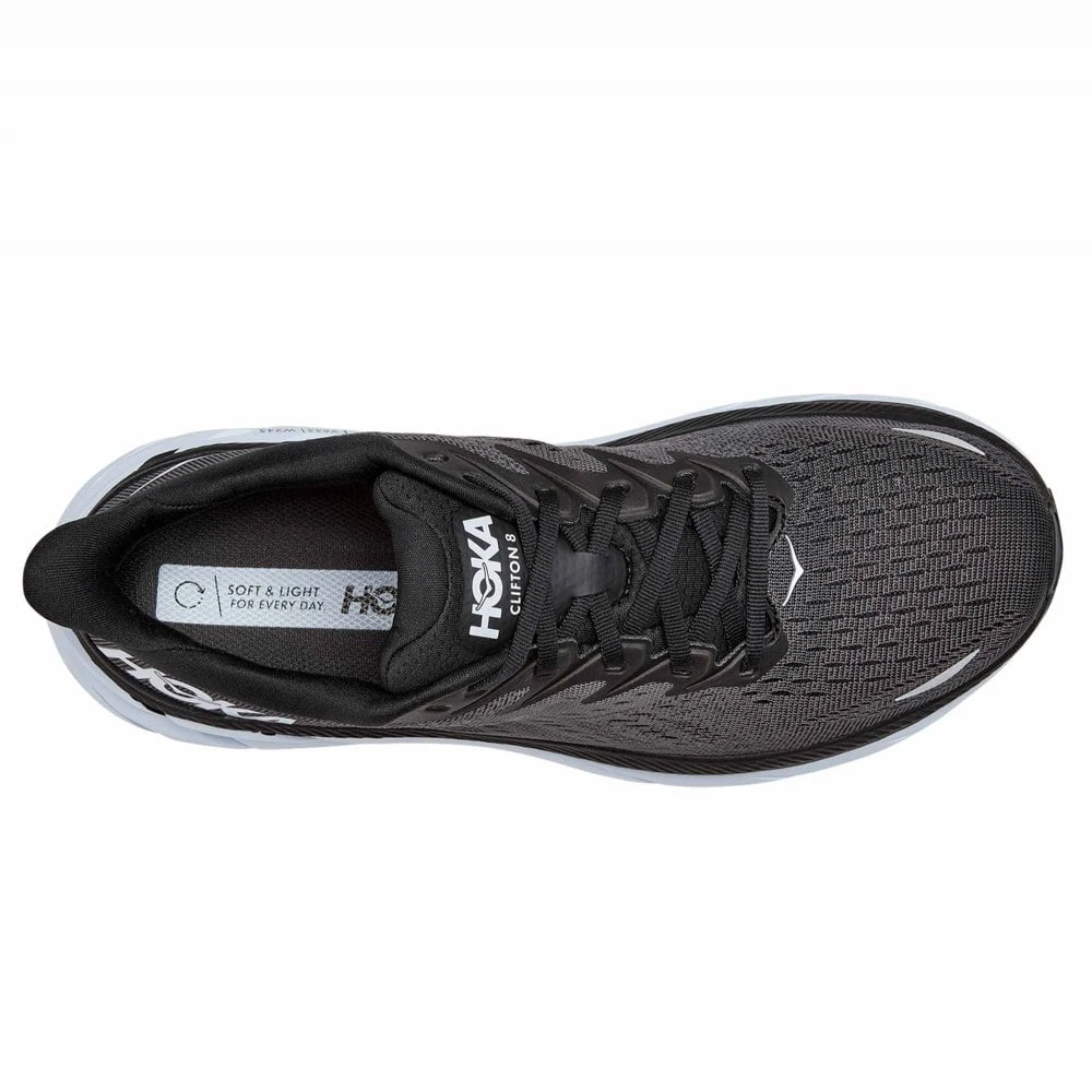 Hoka Clifton 8 Mens Running Shoes Black/White 2 Hoka Clifton 8 Mens Running Shoes Black/White - Image 2