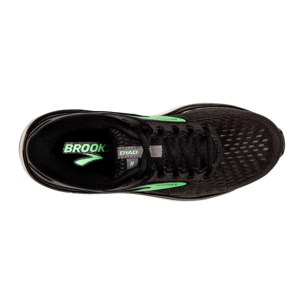BROOKS Dyad 11 Extra Wide 2E Womens Running Shoes Black/Ebony/Green 2 BROOKS Dyad 11 Extra Wide 2E Womens Running Shoes Black/Ebony/Green - Image 2